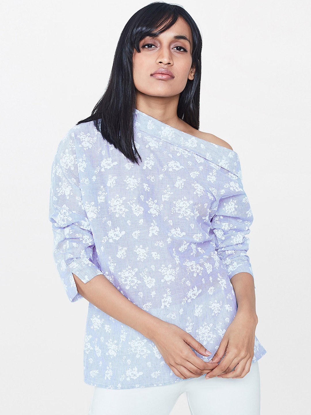 

AND Women Blue Striped Top