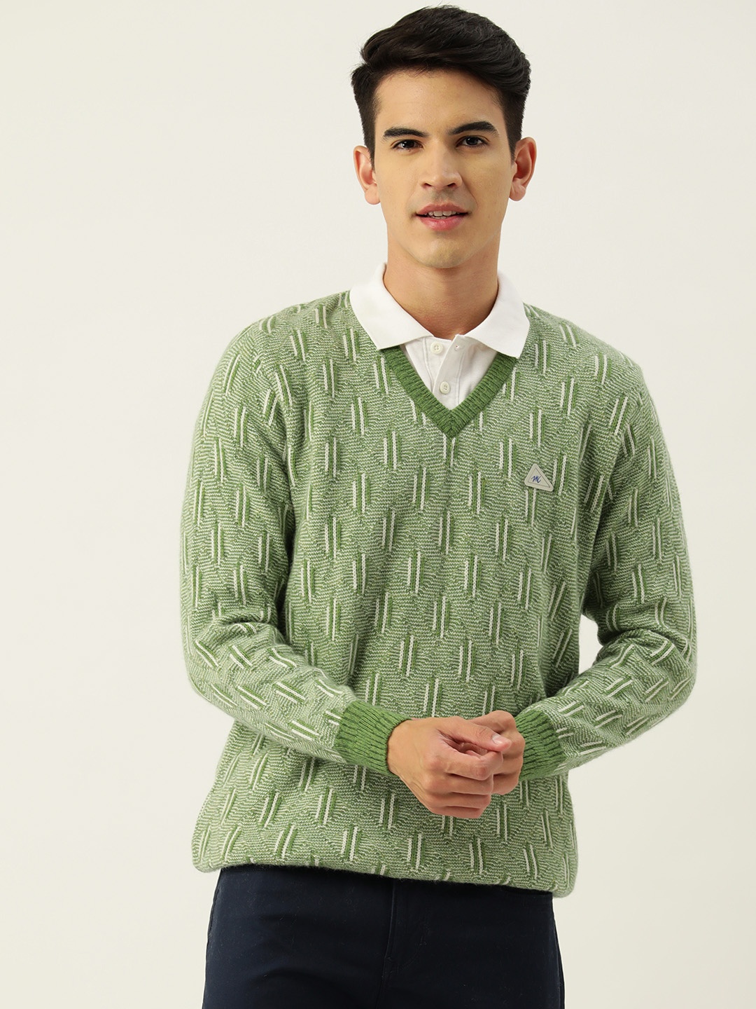 

Monte Carlo Men Self Design Pullover, Green