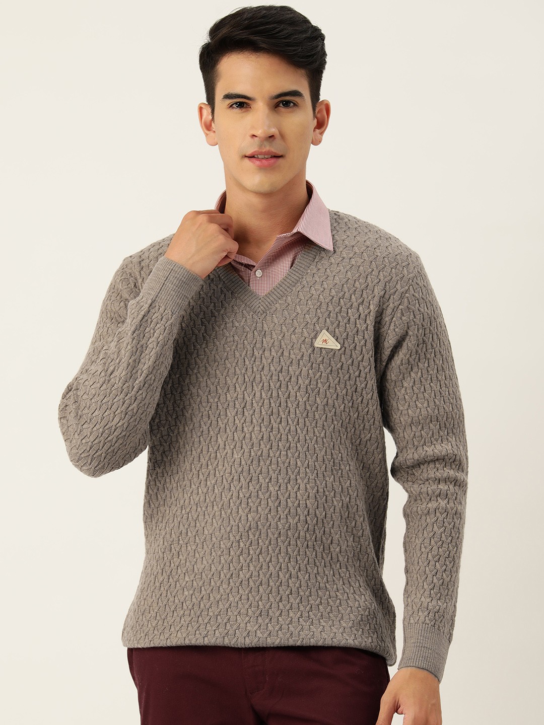 

Monte Carlo Men Self Deisgn Pullover, Beige