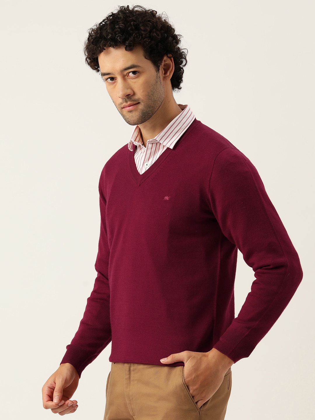 

Monte Carlo Self Design Woollen Pullover, Maroon
