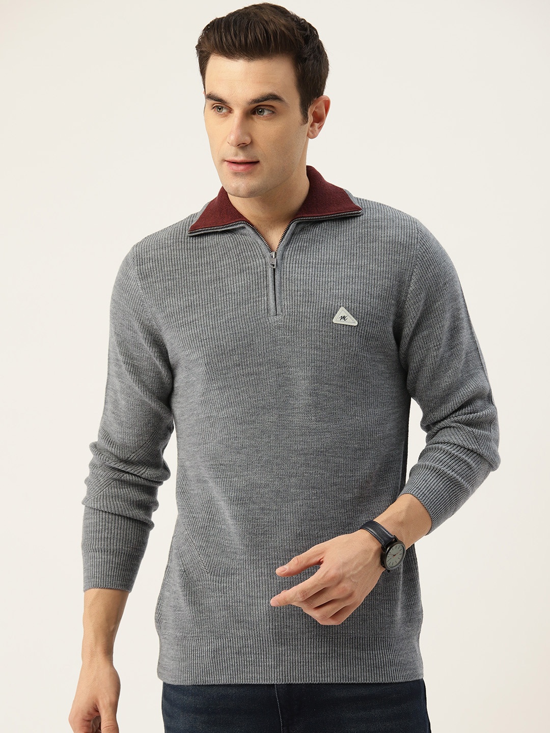 

Monte Carlo Ribbed Half Zipper Pullover, Grey