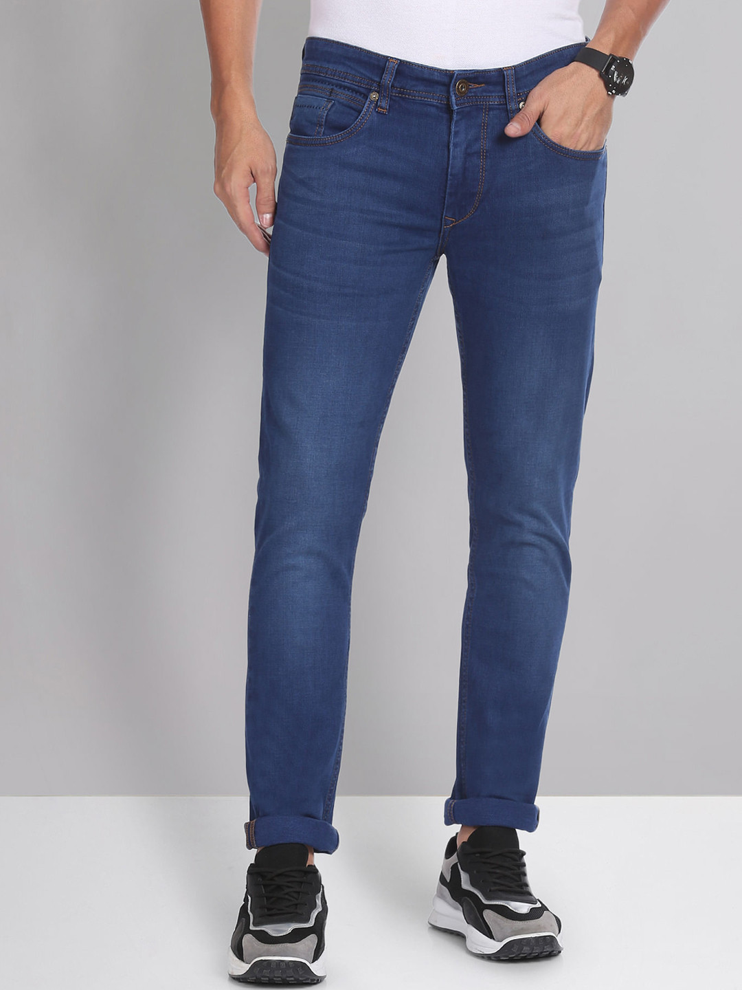 

AD By Arvind Men Skinny Fit Light Fade Clean Look Stretchable Jeans, Blue