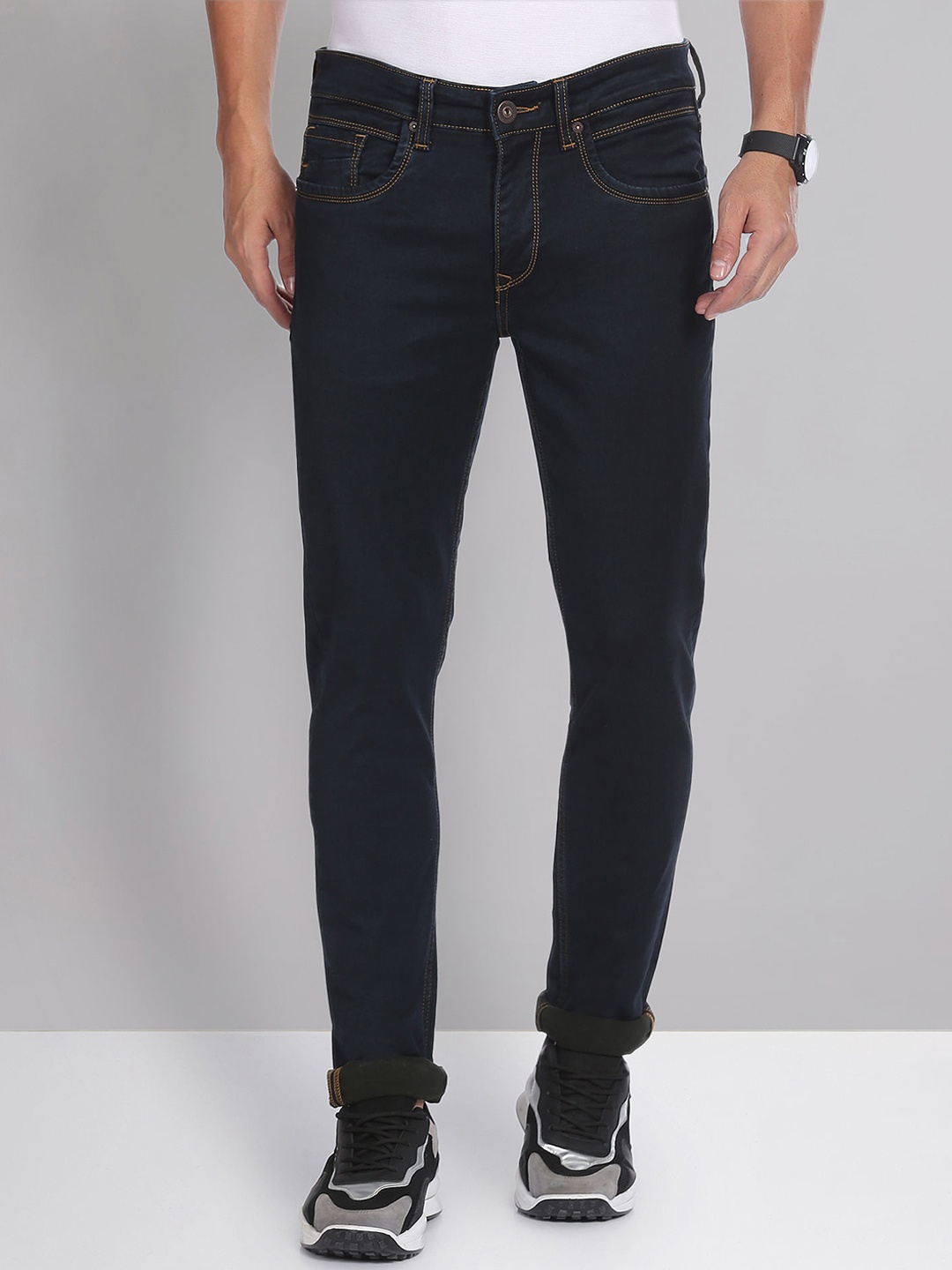 

AD By Arvind Men Clean Look Skinny Fit Stretchable Jeans, Navy blue