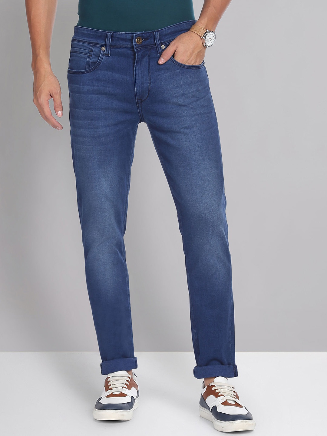 

AD By Arvind Men Skinny Fit Light Fade Clean Look Stretchable Jeans, Blue
