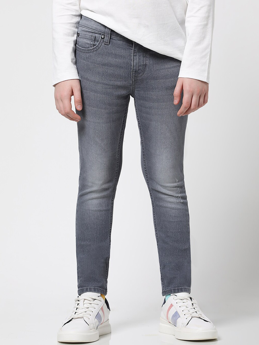 

Jack & Jones Junior Boys Mid Rise Slim Fit Clean Look Heavy Fade Stretchable Jeans, Grey