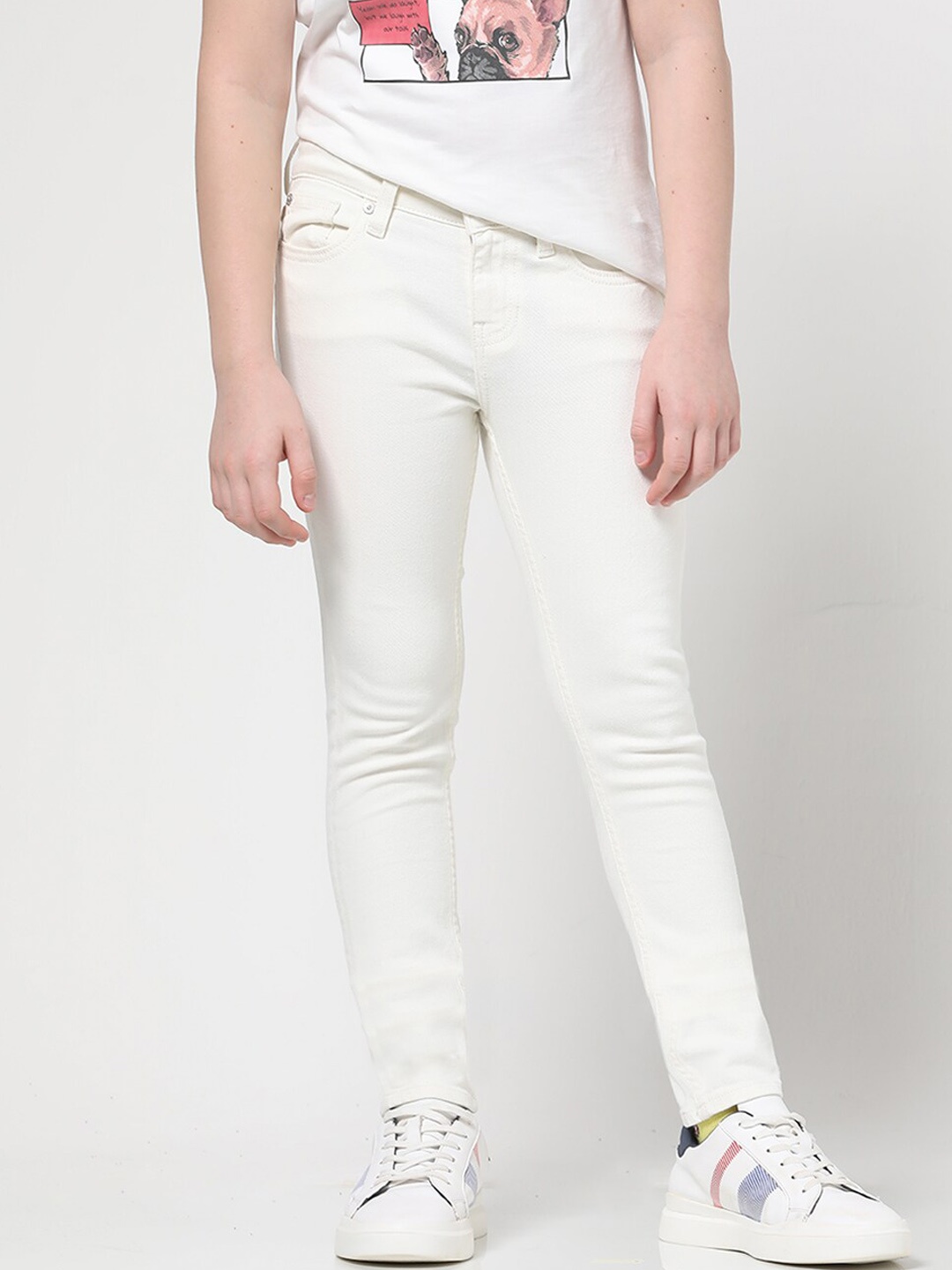

Jack & Jones Junior Boys Mid Rise Slim Fit Clean Look Stretchable Jeans, White