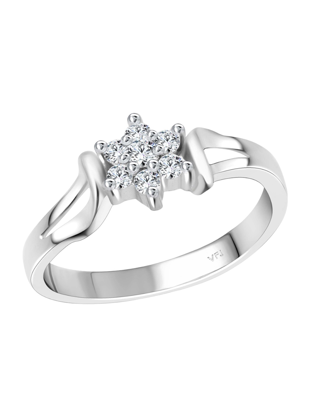 

Vighnaharta Rhodium Plated Cubic Zirconia Studded Finger Ring, Silver