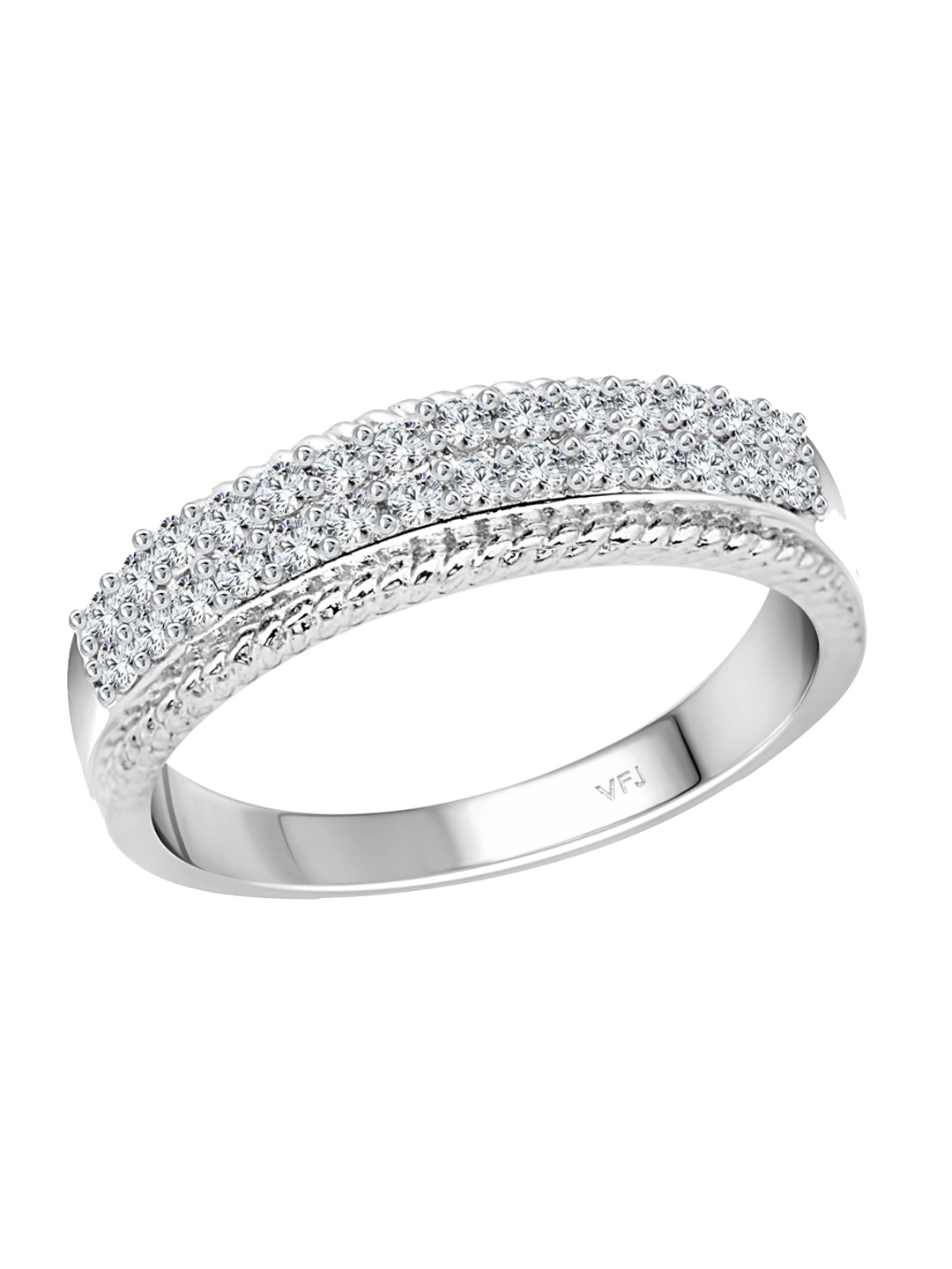 

Vighnaharta Rhodium-Plated CZ-Studded Finger Ring, Silver