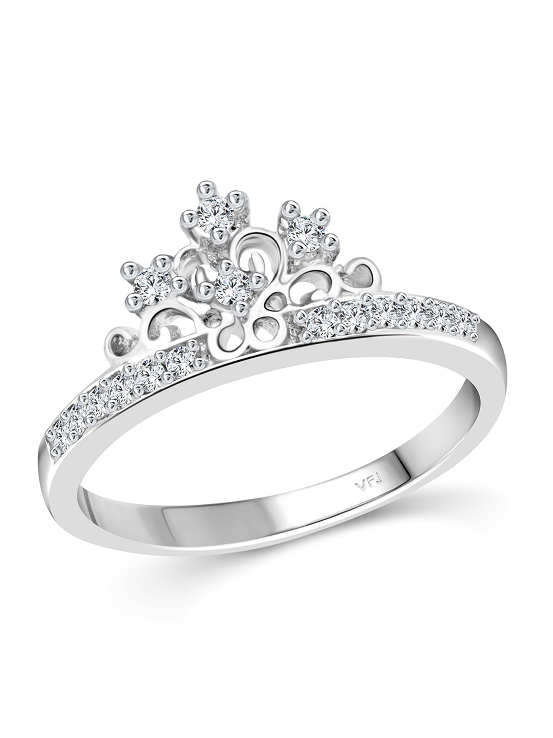 

Vighnaharta Rhodium-Plated CZ-Studded Finger Ring, Silver
