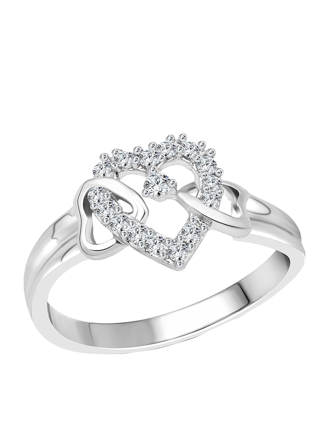 

Vighnaharta Rhodium-Plated CZ-Studded Finger Ring, Silver