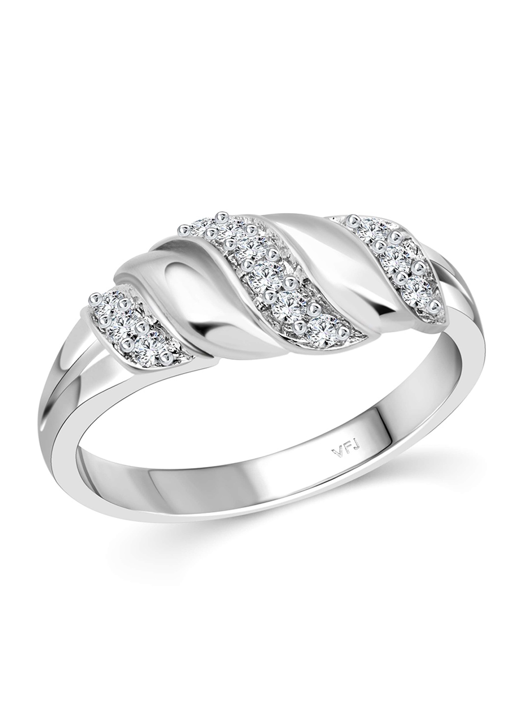 

Vighnaharta Rhodium Plated Cubic Zirconia Studded Finger Ring, Silver