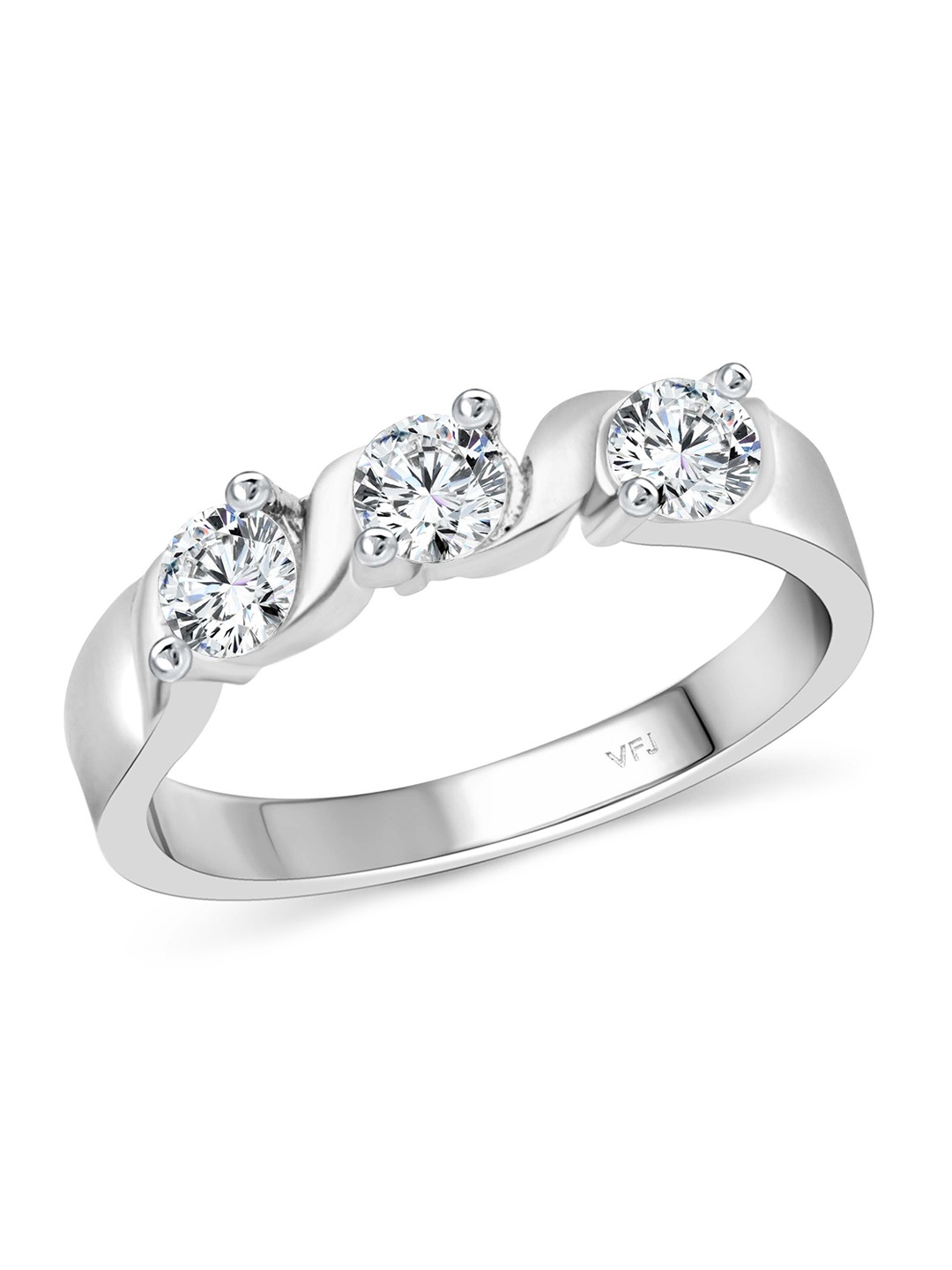 

Vighnaharta Rhodium-Plated CZ-Studded Finger Ring, Silver