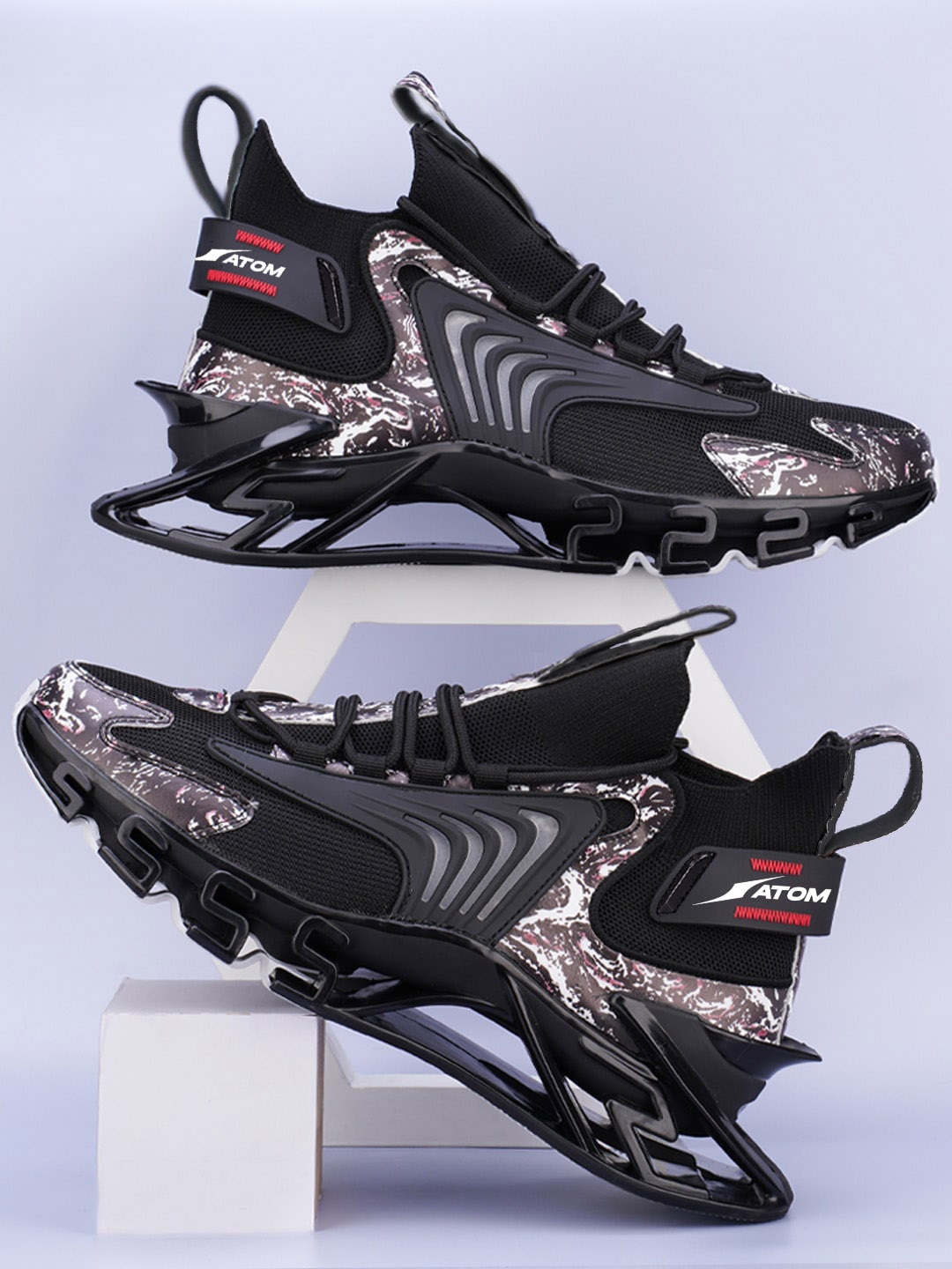 

Atom Men SpringEdge Alpha 2 Printed Mesh Basics Sneakers, Black