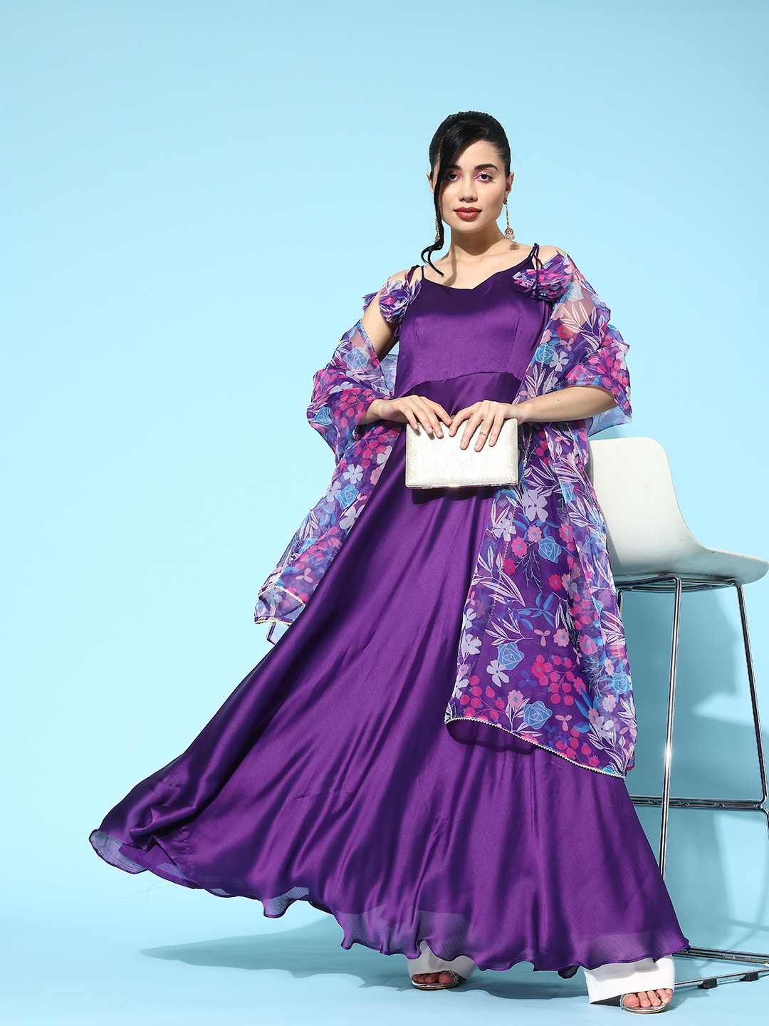 

Kvsfab Satin Kurta with Dupatta, Purple