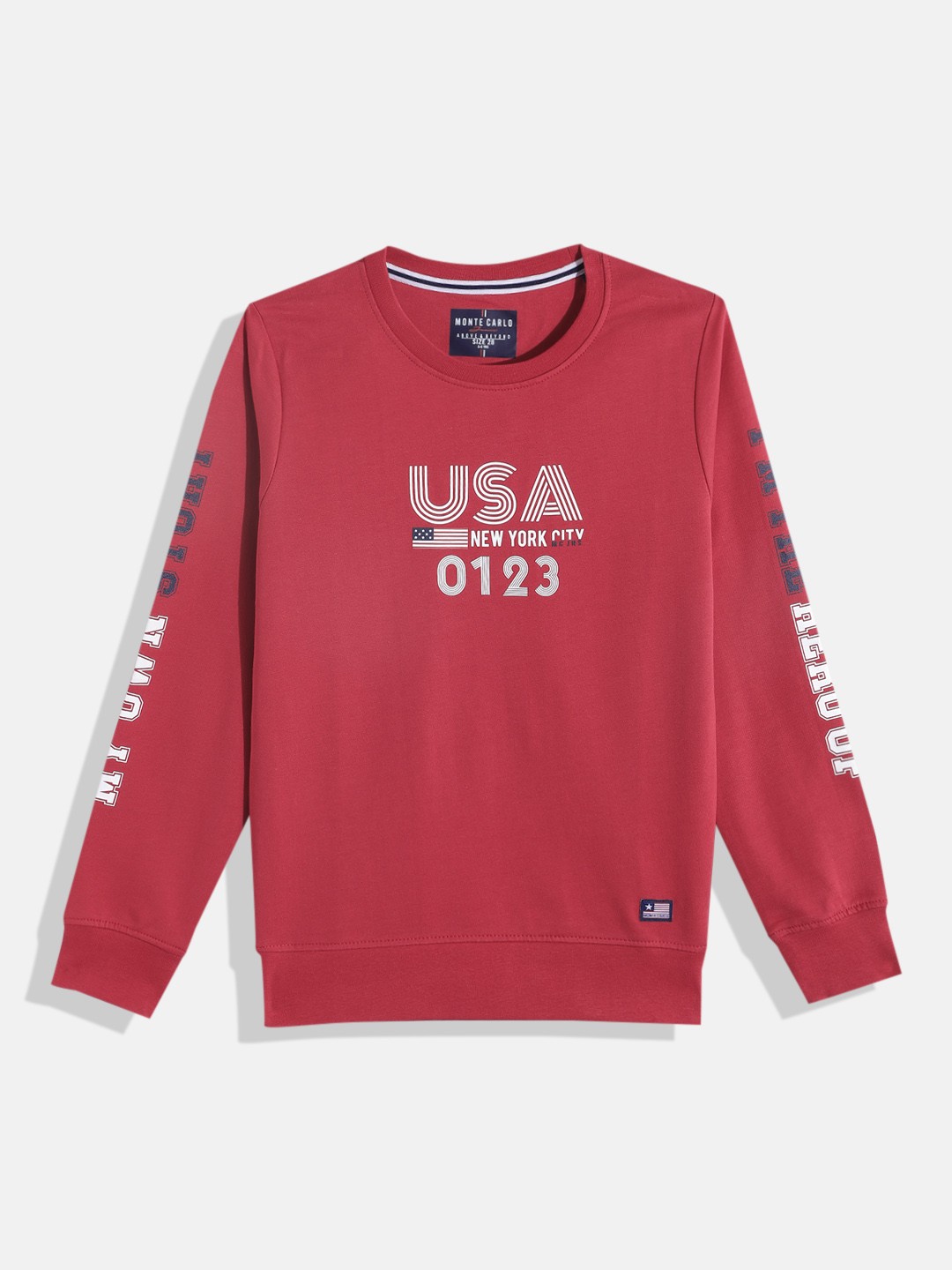 

Monte Carlo Boys Typography Printed Pure Cotton Sweatshirt, Red