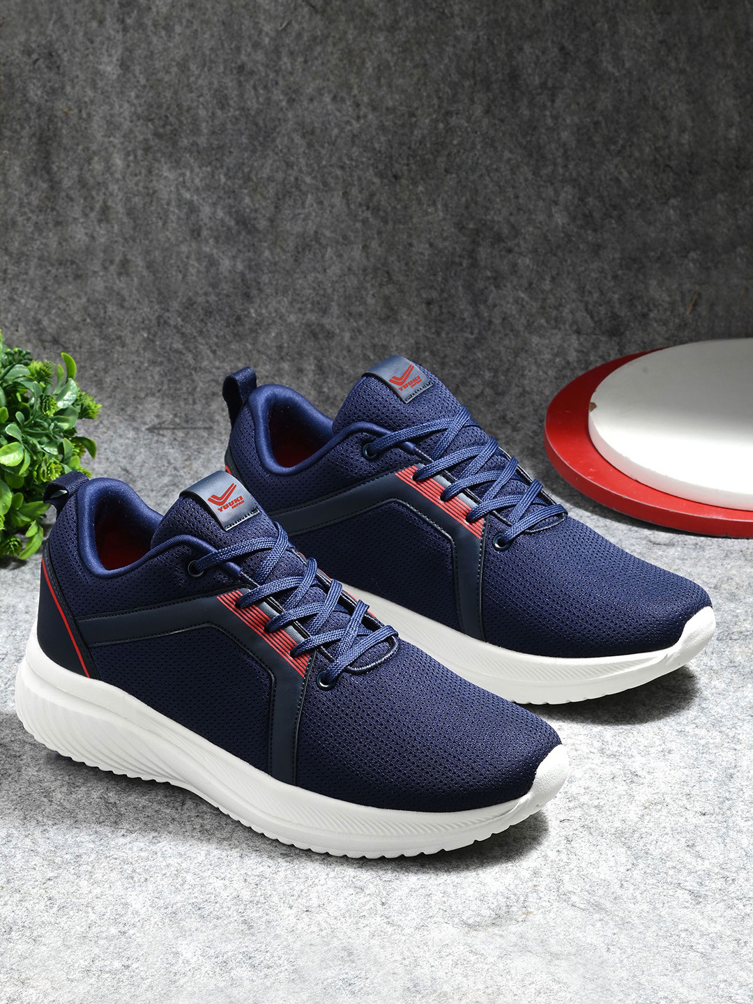 

Yuuki Men Mesh Running Lace-Up Shoes, Navy blue