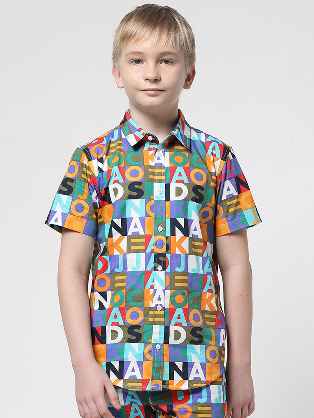 

Jack & Jones Junior Boys Typography Printed Pure Cotton Casual Shirt, Yellow