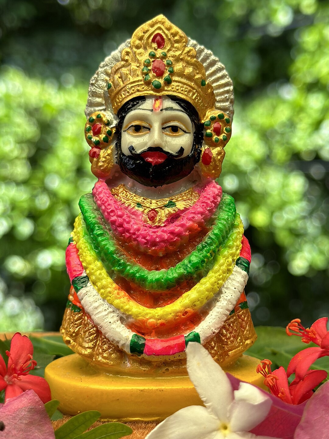 

Gallery99 Golden & Pink Khatu Shyam Ji Marble Showpiece, Gold