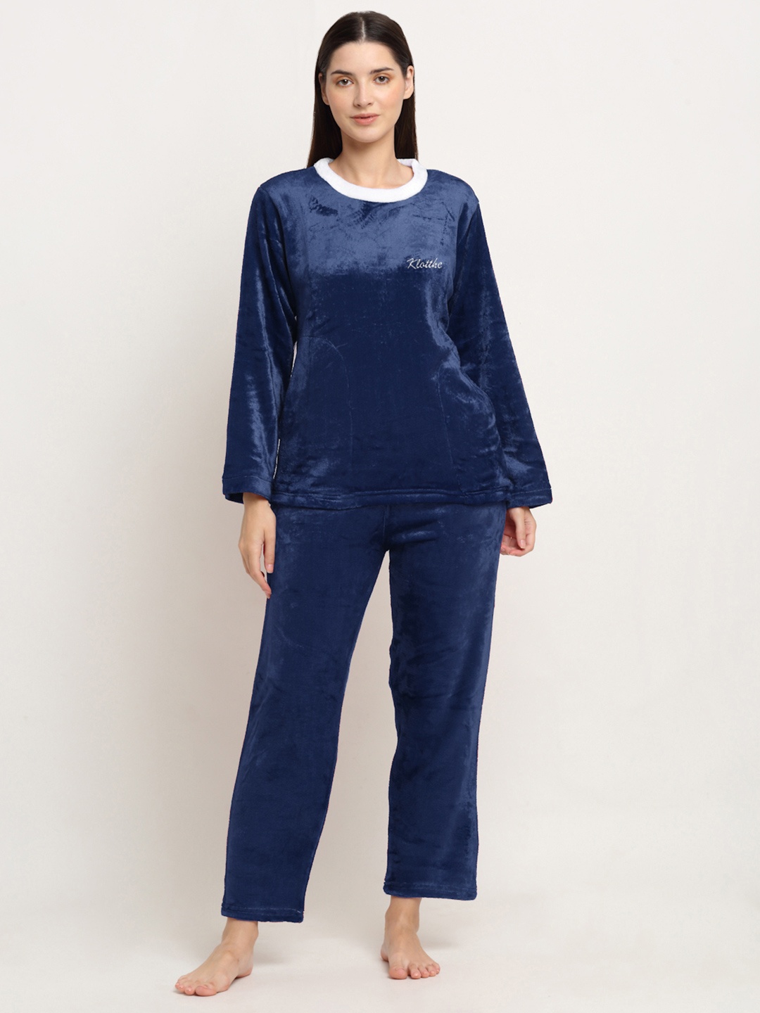 

KLOTTHE Round Neck Top With Trousers, Blue