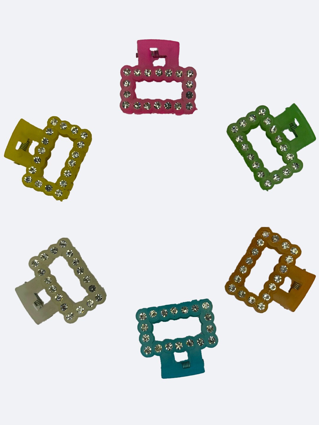 

FCK-3 Set of 6 Embellished Claw Clips, Green