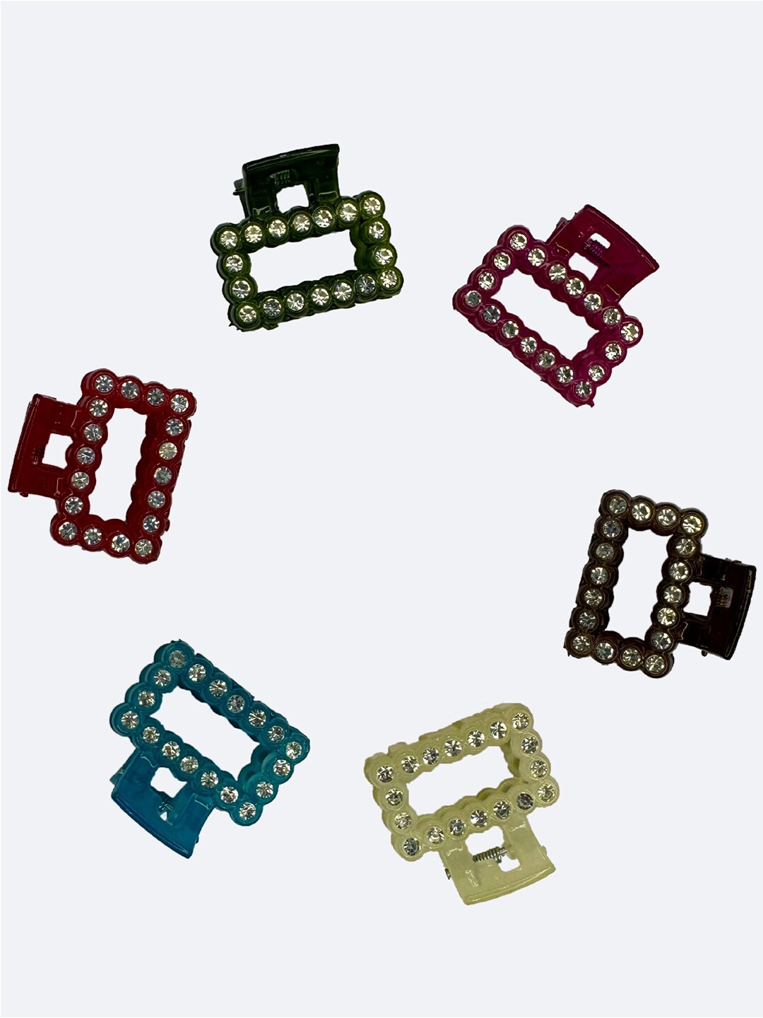 

FCK-3 Women Set of 6 Embellished Claw Clip, Green