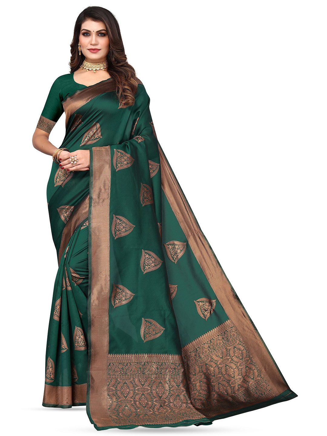 

Varanga Woven Design Zari Banarasi Saree, Green