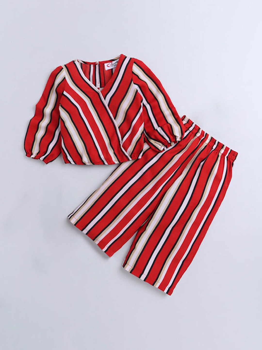 

M'andy Girls Striped Top with Pyjamas, Red