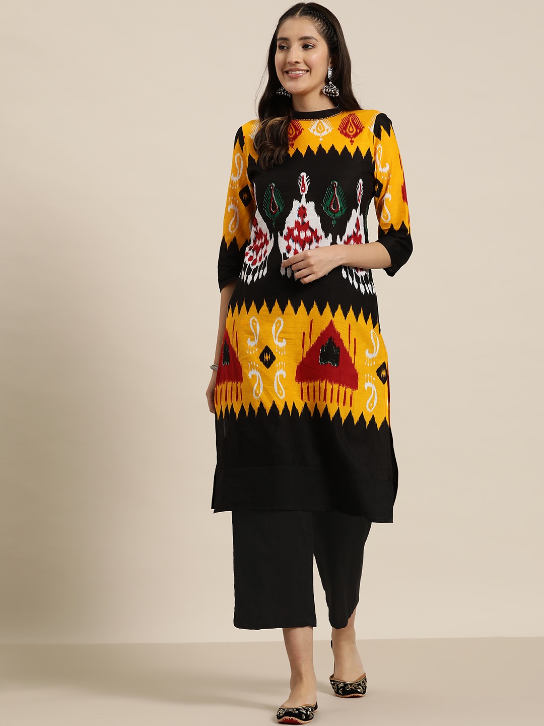 

HERE&NOW Women Ethnic Motifs Printed Kurta, Yellow