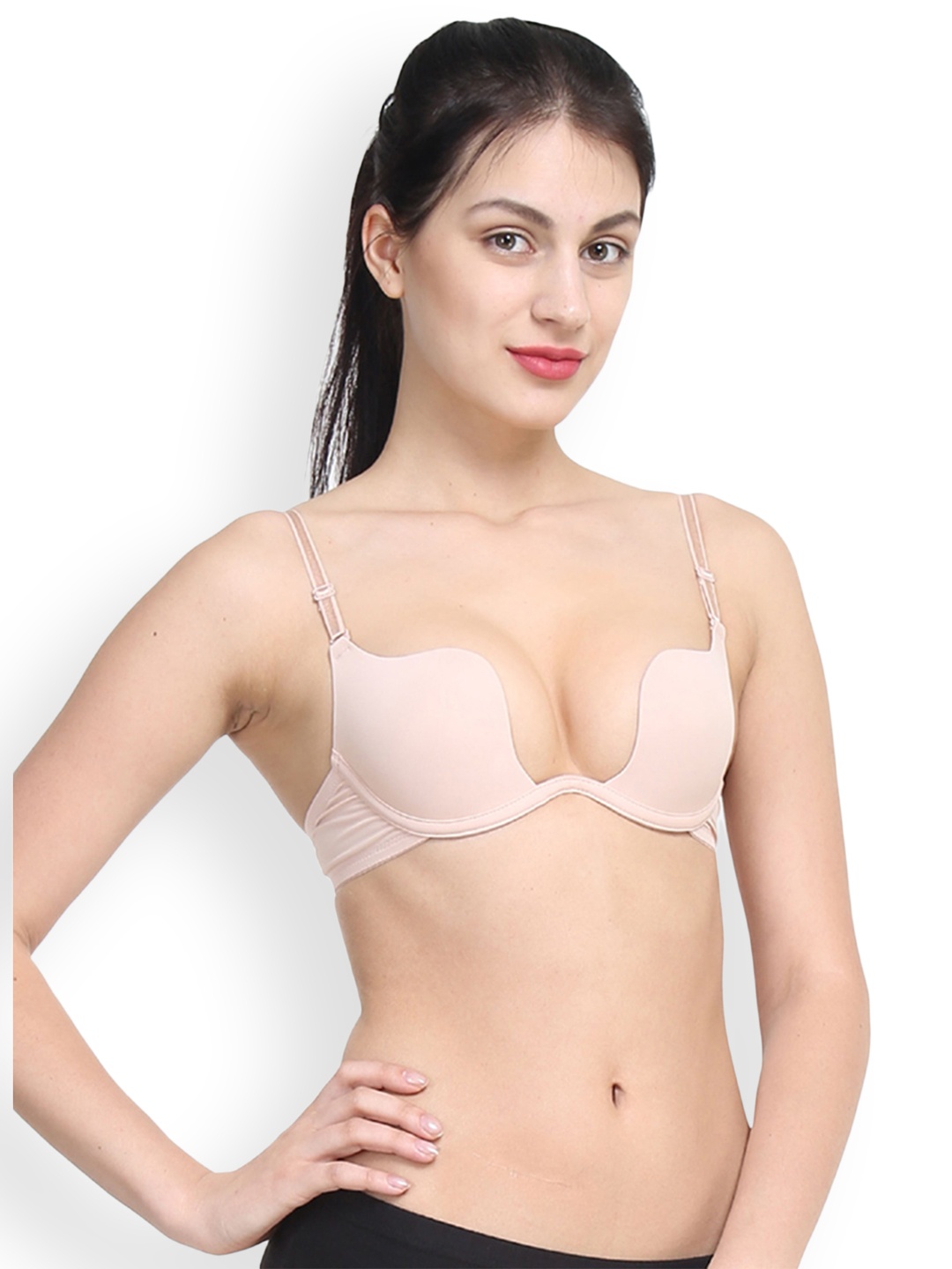 

PrettyCat Beige Solid Underwired Lightly Padded Push-Up Bra PCBR20306636A