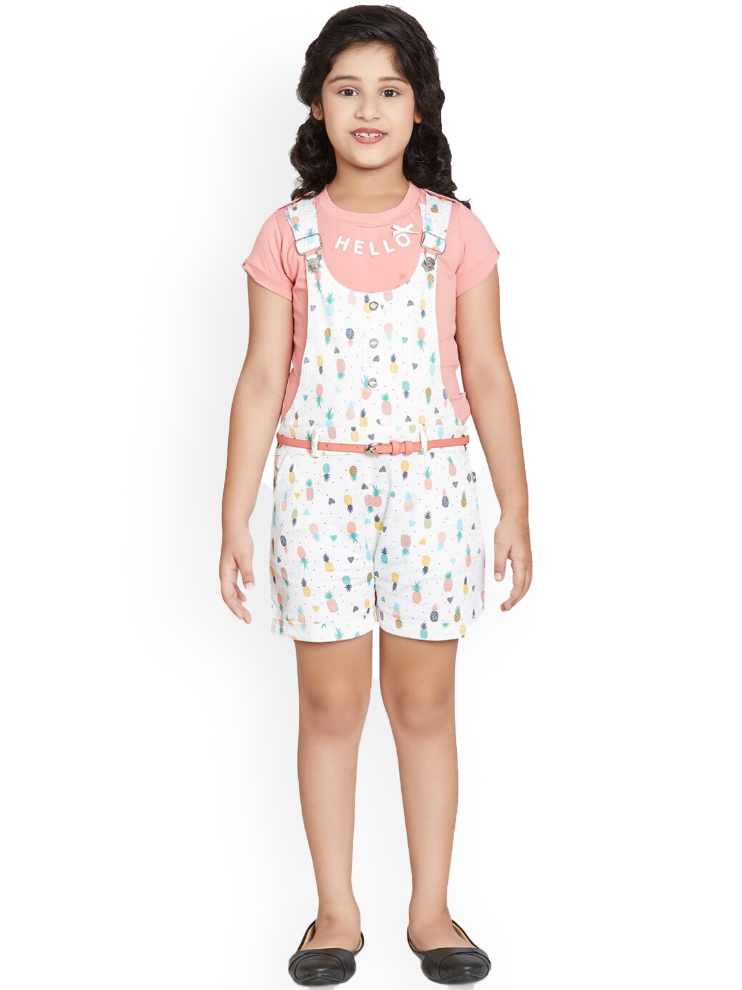 

Peppermint Girls Conversational Printed Dungarees, White