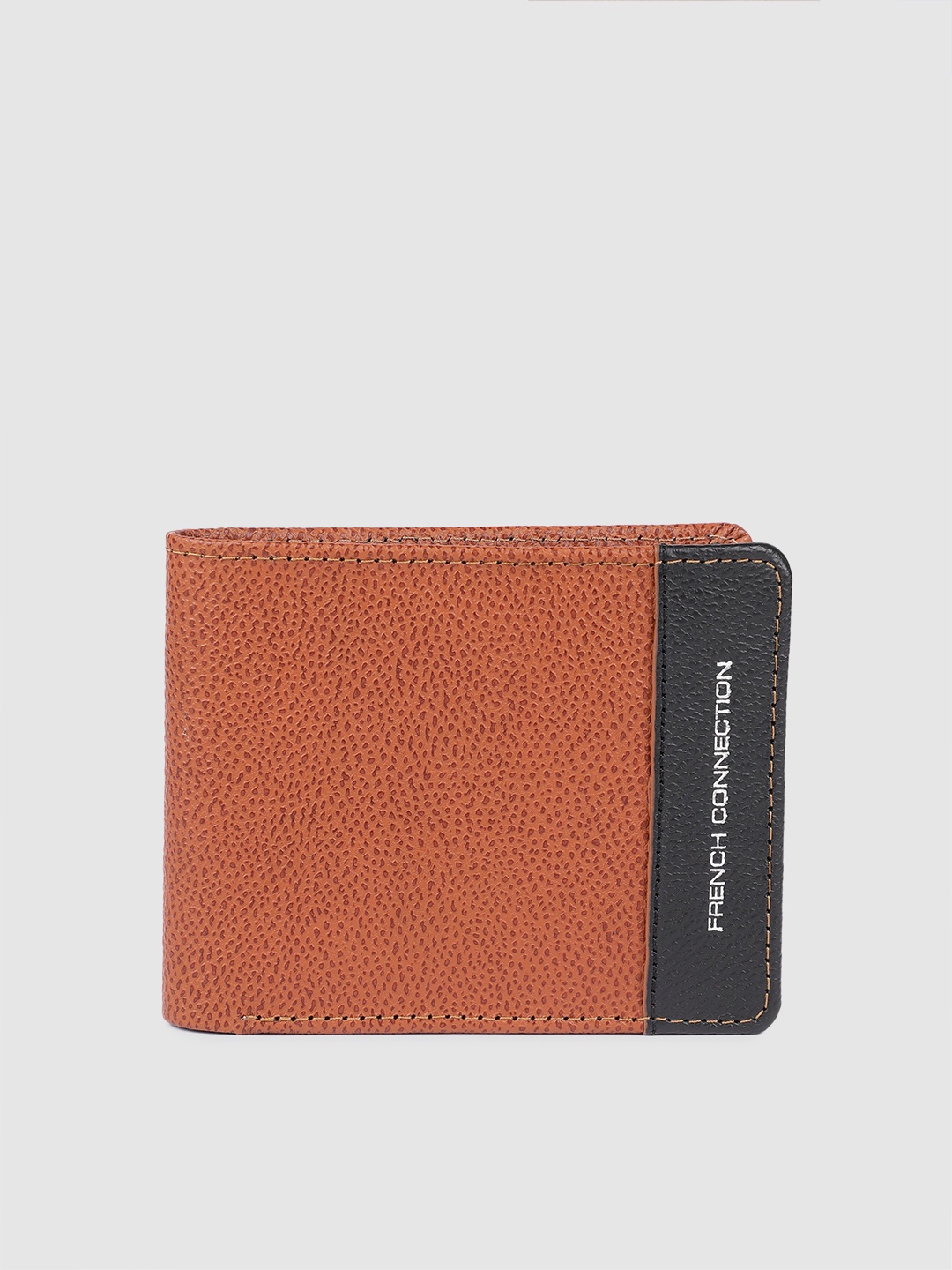 

French Connection Men Leather Two Fold Wallet, Tan
