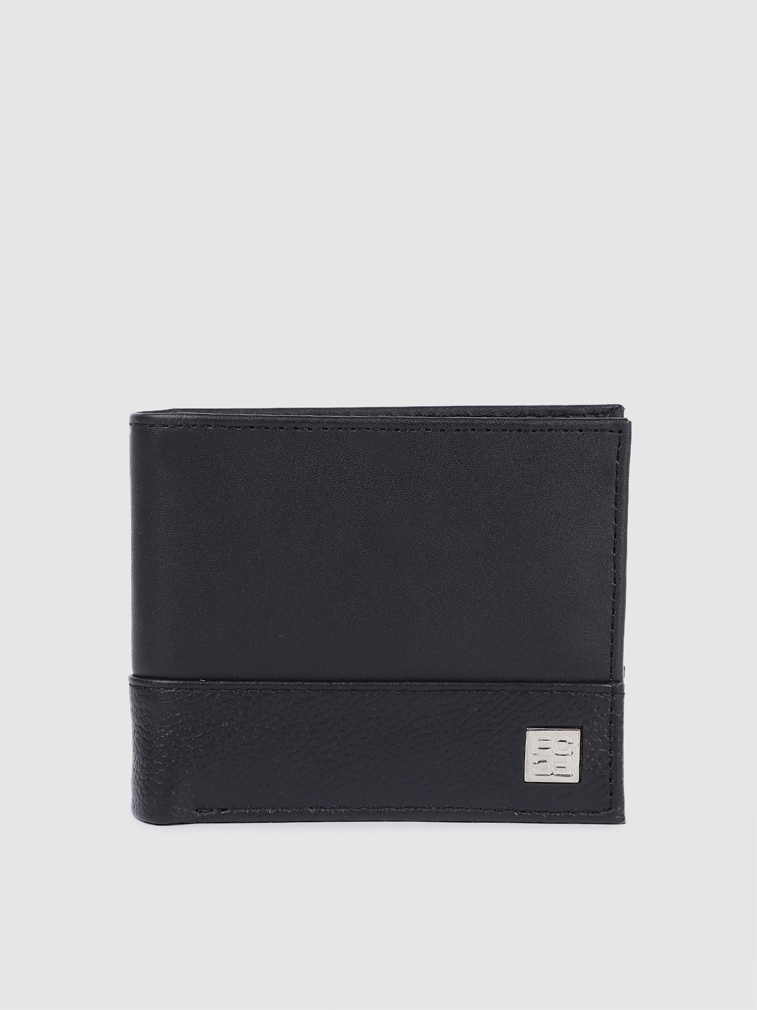 

French Connection Men Textured Leather Two Fold Wallet, Black