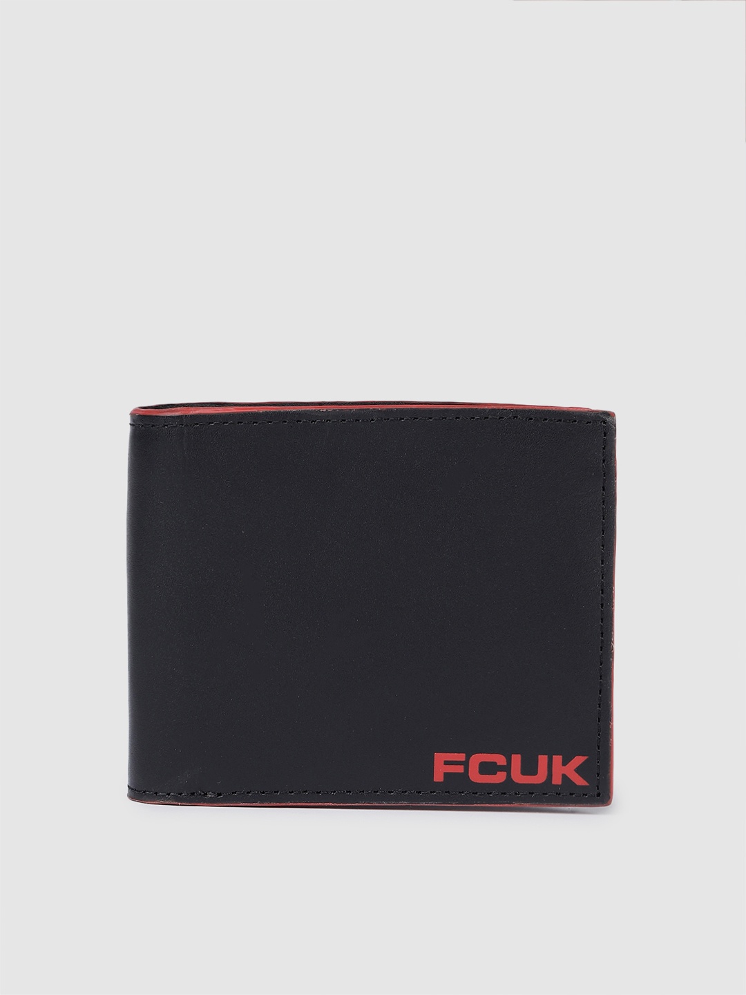 

French Connection Men Leather Two Fold Wallet, Black