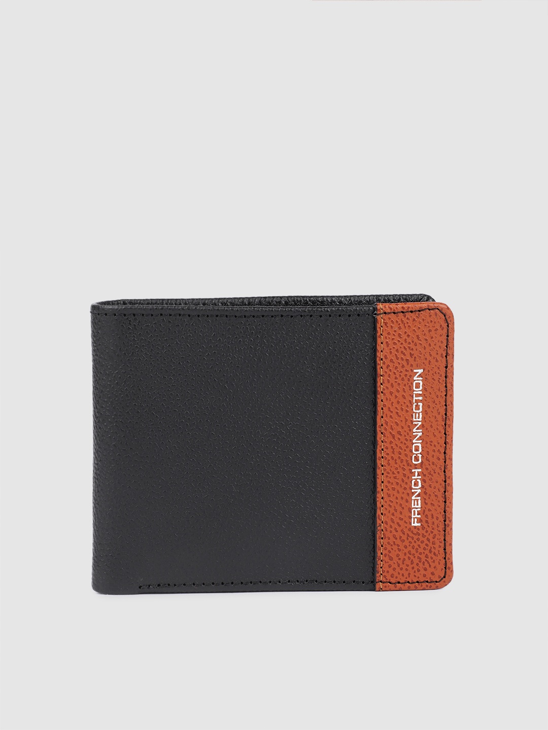 

French Connection Men Leather Two Fold Wallet, Black