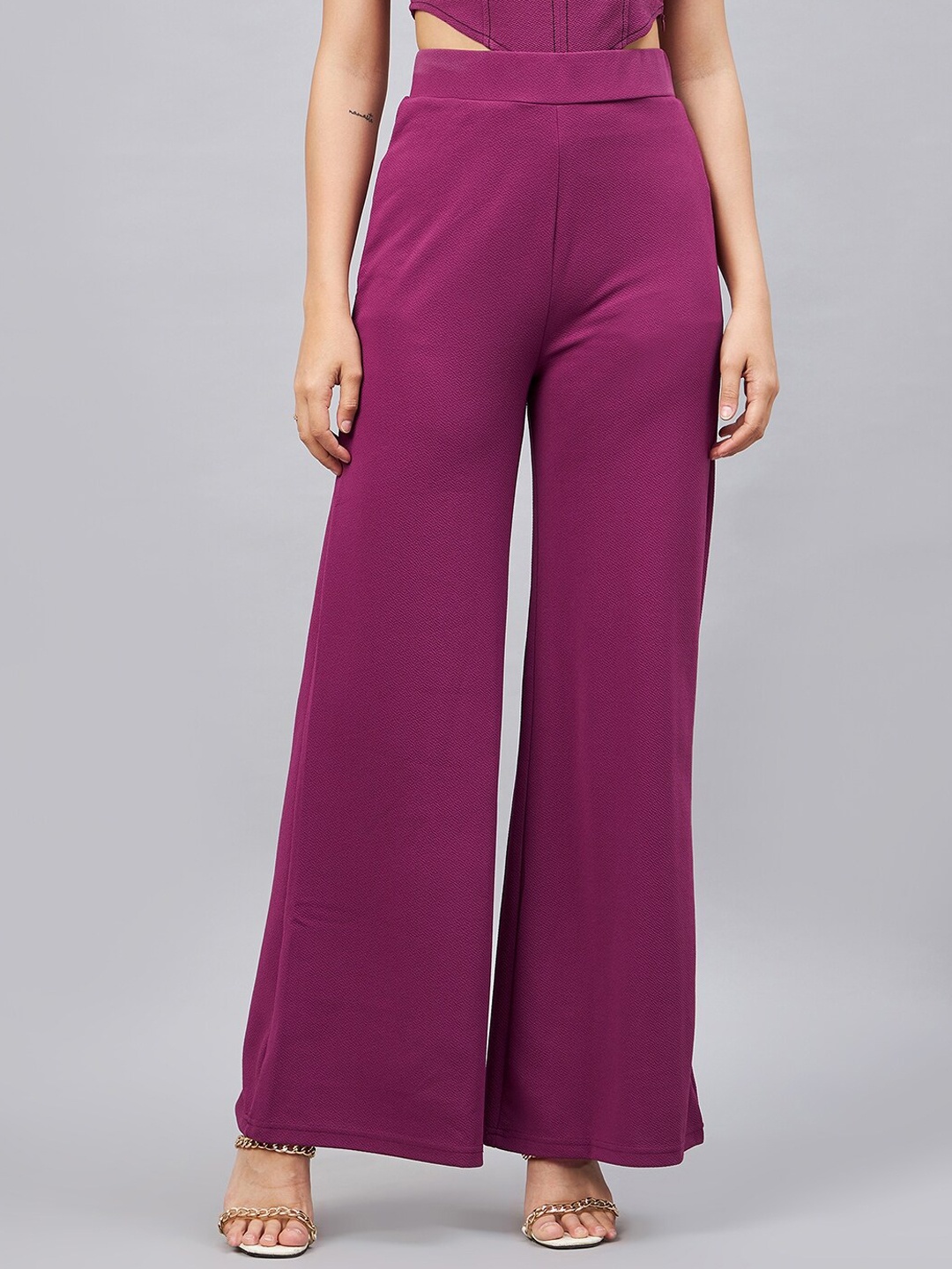 

Chemistry Women Flared High Rise Parallel Trousers, Rose