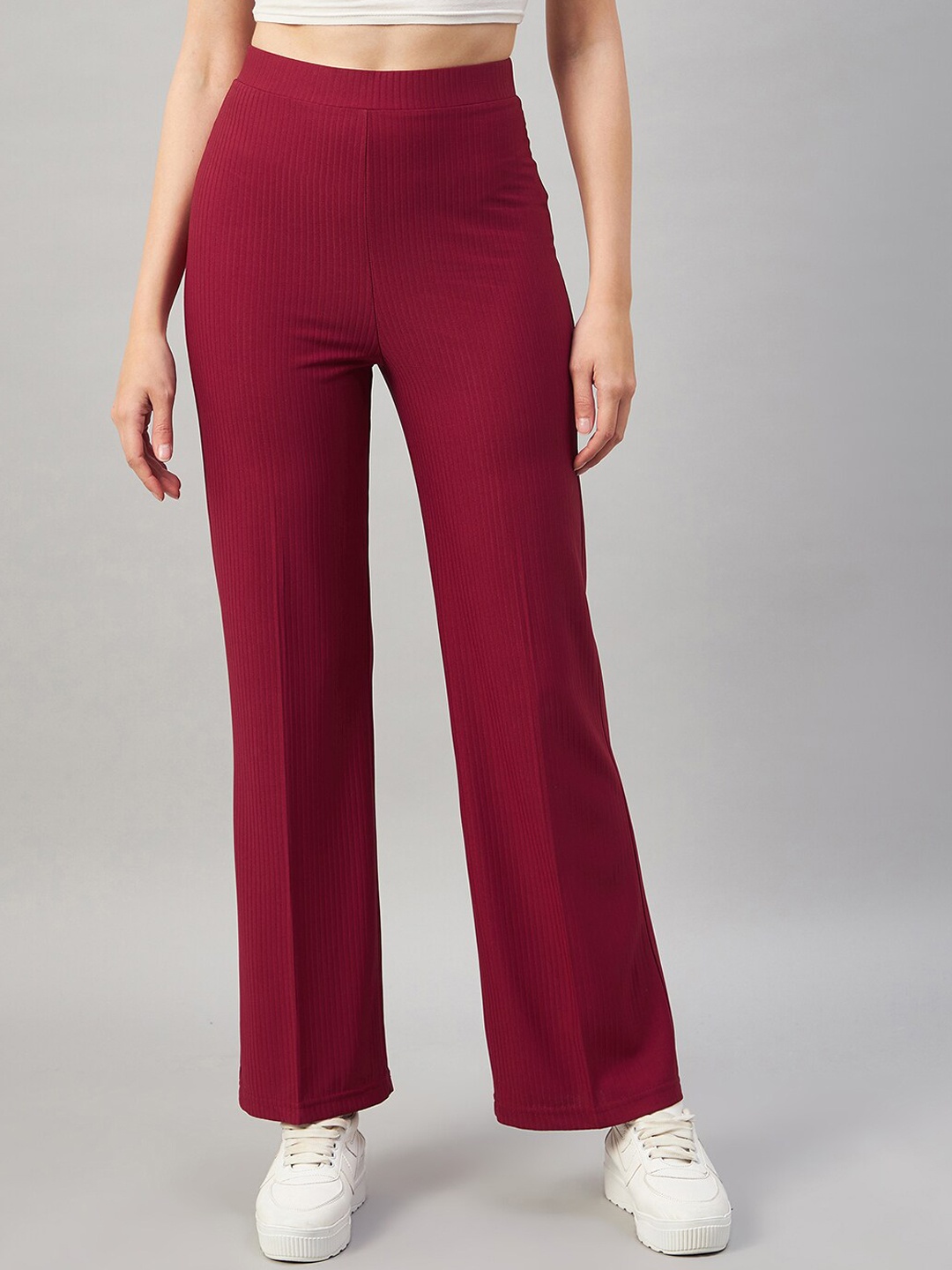 

Chemistry Women Flared High Rise Parallel Trousers, Red
