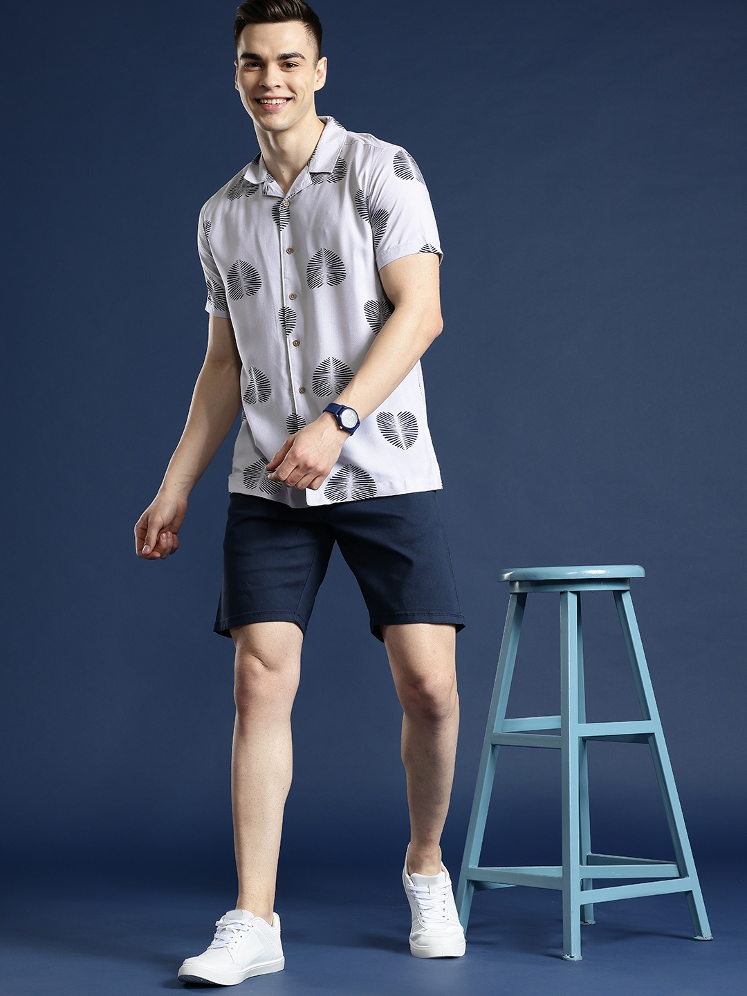 Mast & Harbour Men Standard Printed Casual Shirt, White