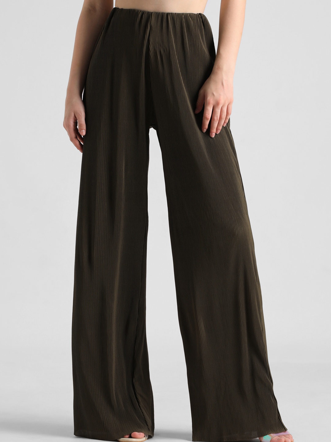 ONLY Women Loose Fit High-Rise Trousers, Green