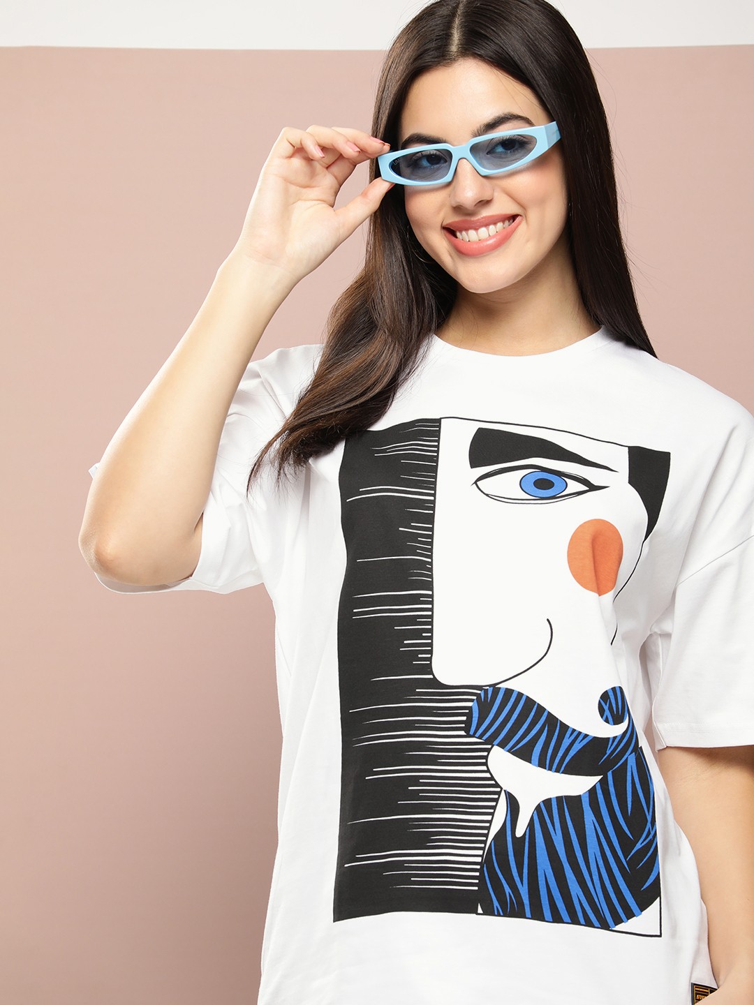 

Stormborn Graphic Printed Oversized Drop-Shoulder Pure Cotton T-shirt, White