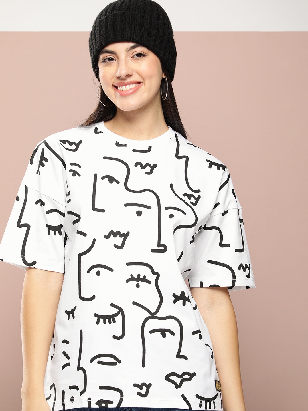 

Stormborn Graphic Printed Oversized Drop-Shoulder Pure Cotton T-shirt, White