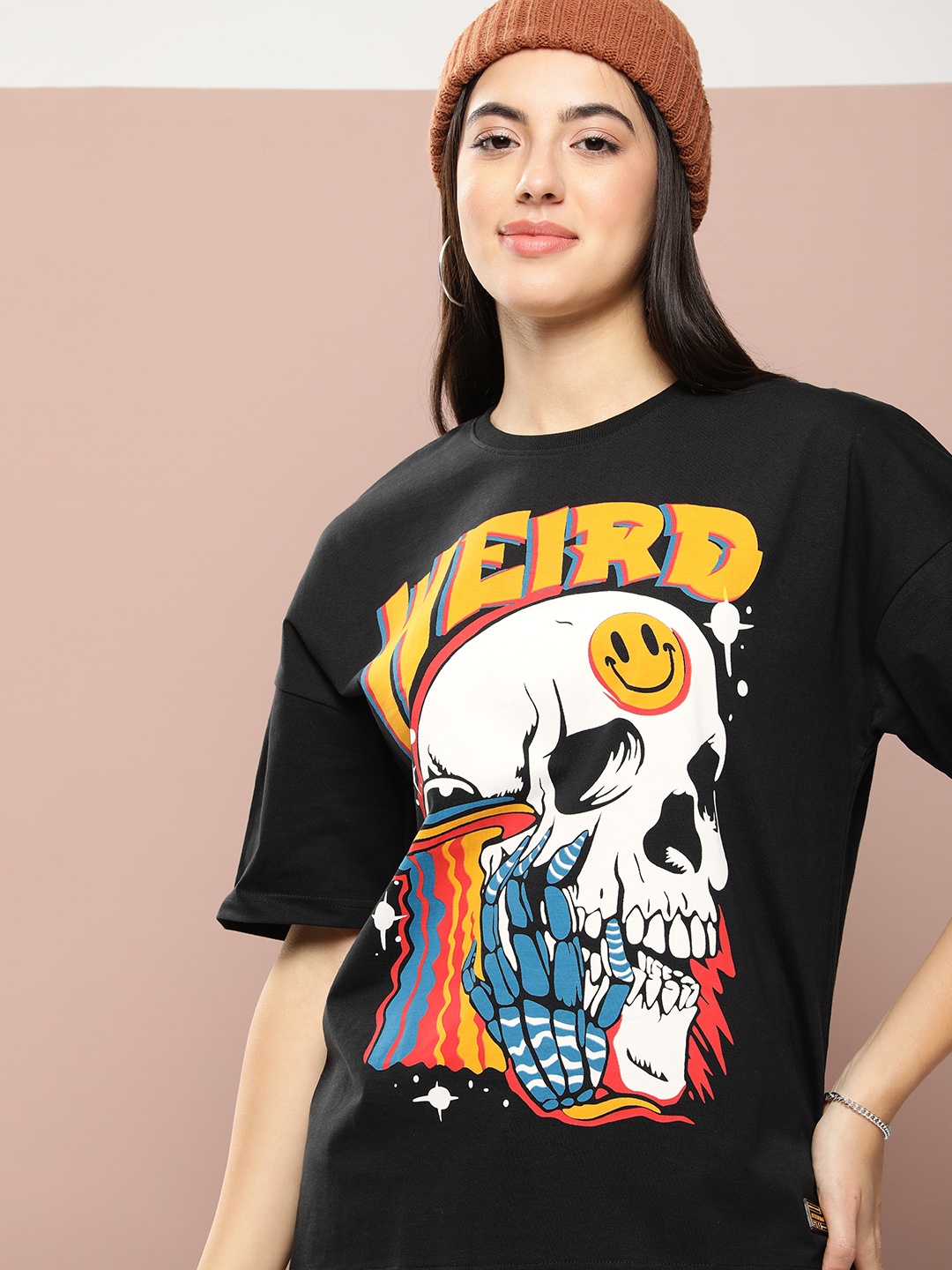 

Stormborn Graphic Printed Oversized Drop-Shoulder Pure Cotton T-shirt, Black