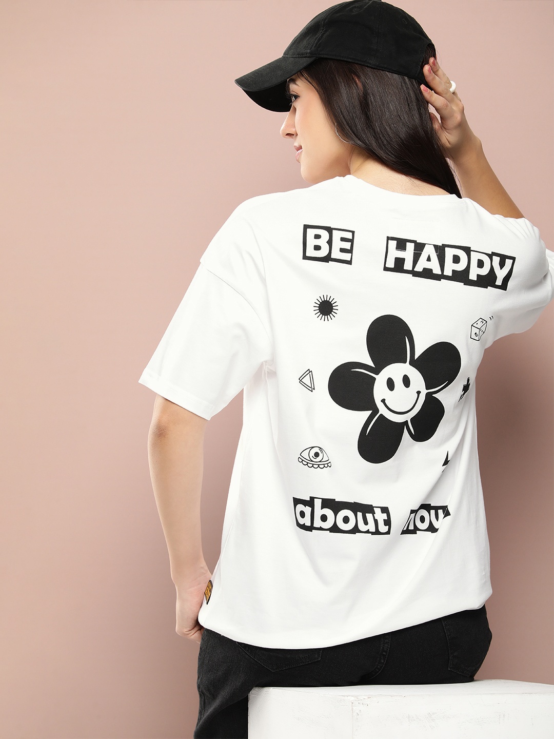 

Stormborn Graphic Printed Oversized Drop-Shoulder Pure Cotton T-shirt, White