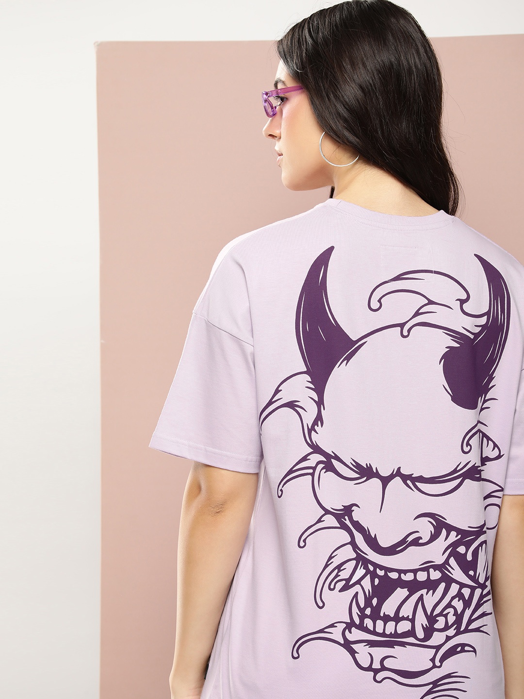 

Stormborn Graphic Printed Oversized Drop-Shoulder Pure Cotton T-shirt, Purple