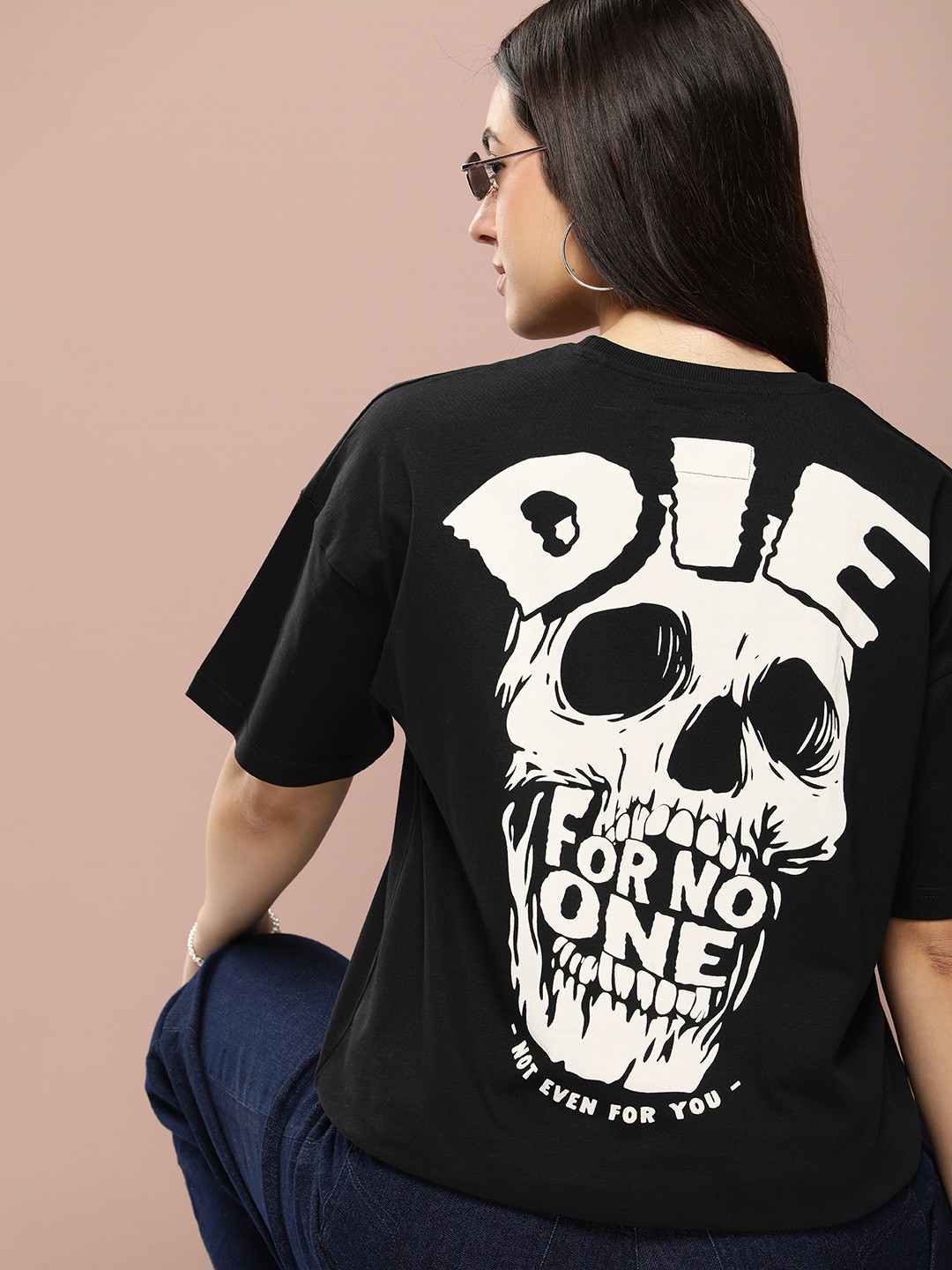 

Stormborn Graphic Printed Drop Shoulder Sleeves Oversized Pure Cotton T-shirt, Black