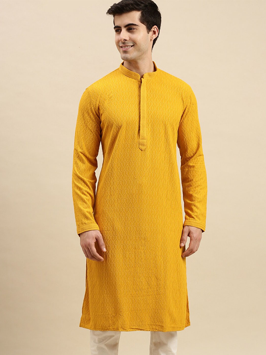 

Sanwara Chikankari Straight Kurta, Yellow