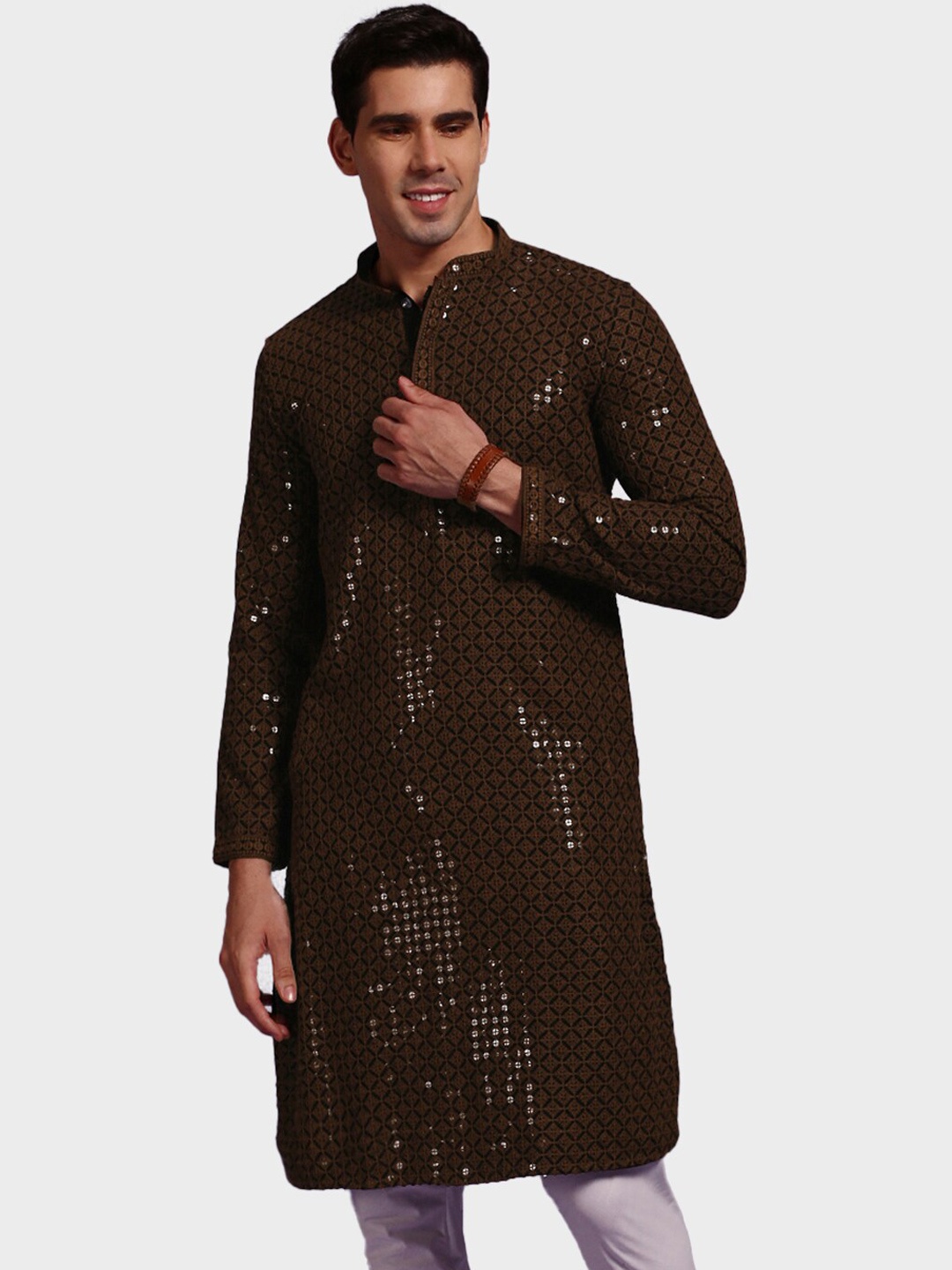 

Sanwara Sequins Chikankari Straight Kurta, Rust
