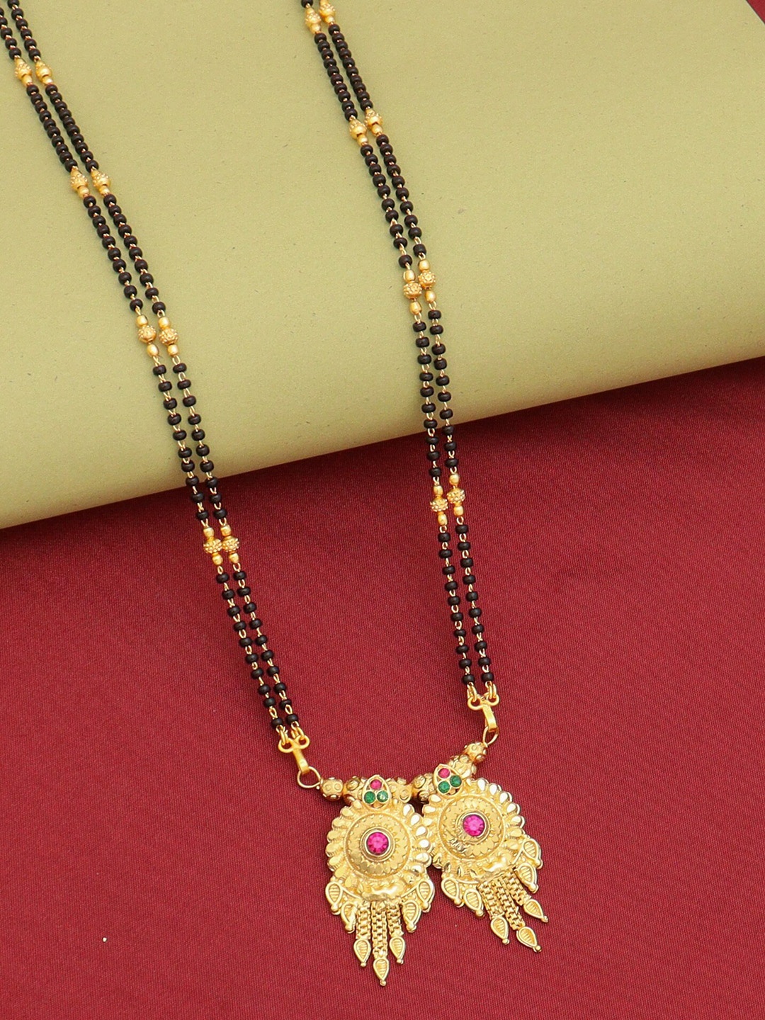

Ramdev Art Fashion Jwellery Gold-Plated Stone-Studded & Beaded Mangalsutra