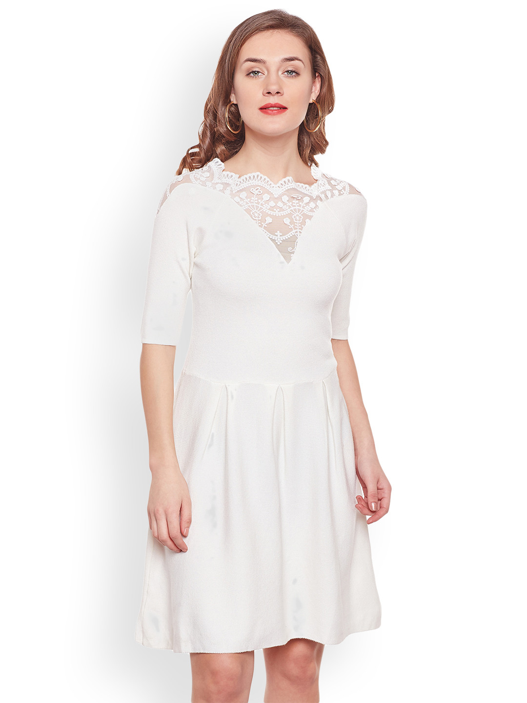 

Camey Women White Solid Pullover Dress