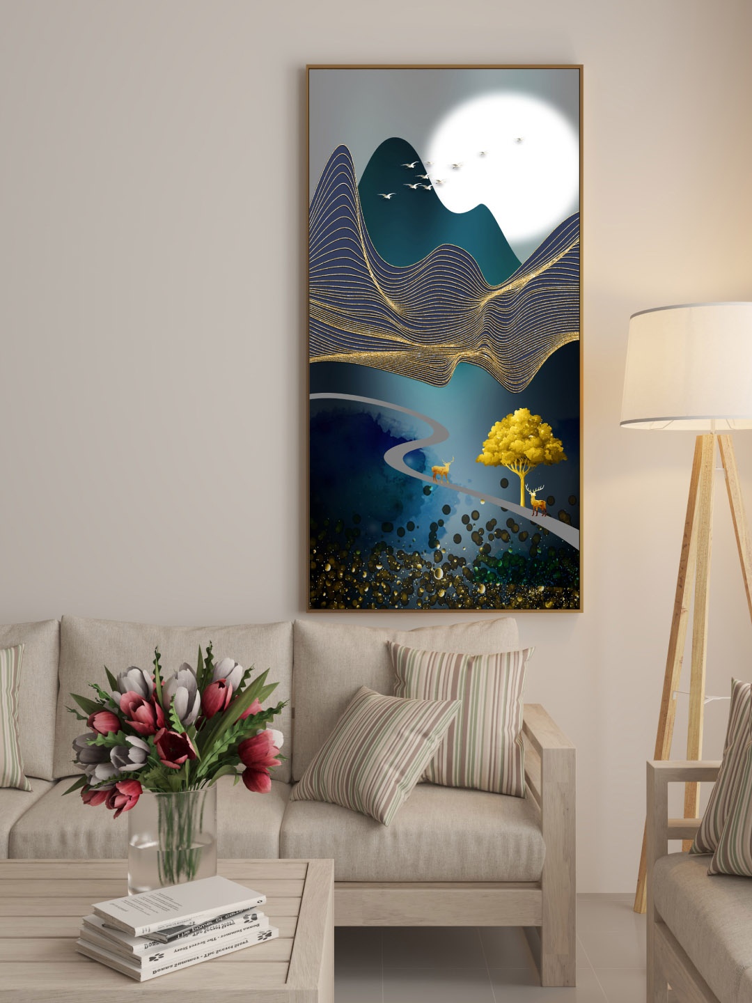 

Art Street Black & Green Abstract Peaceful Night Printed Wall Art, Gold