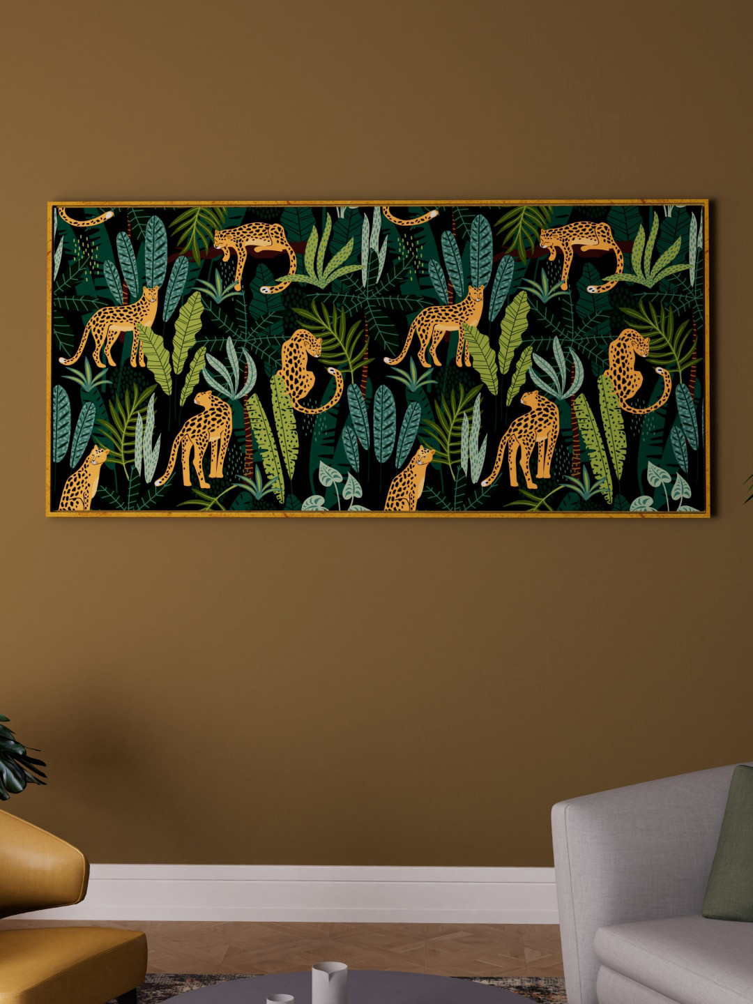 

Art Street Black & Orange Tiger Printed Canvas Wall Art, Gold